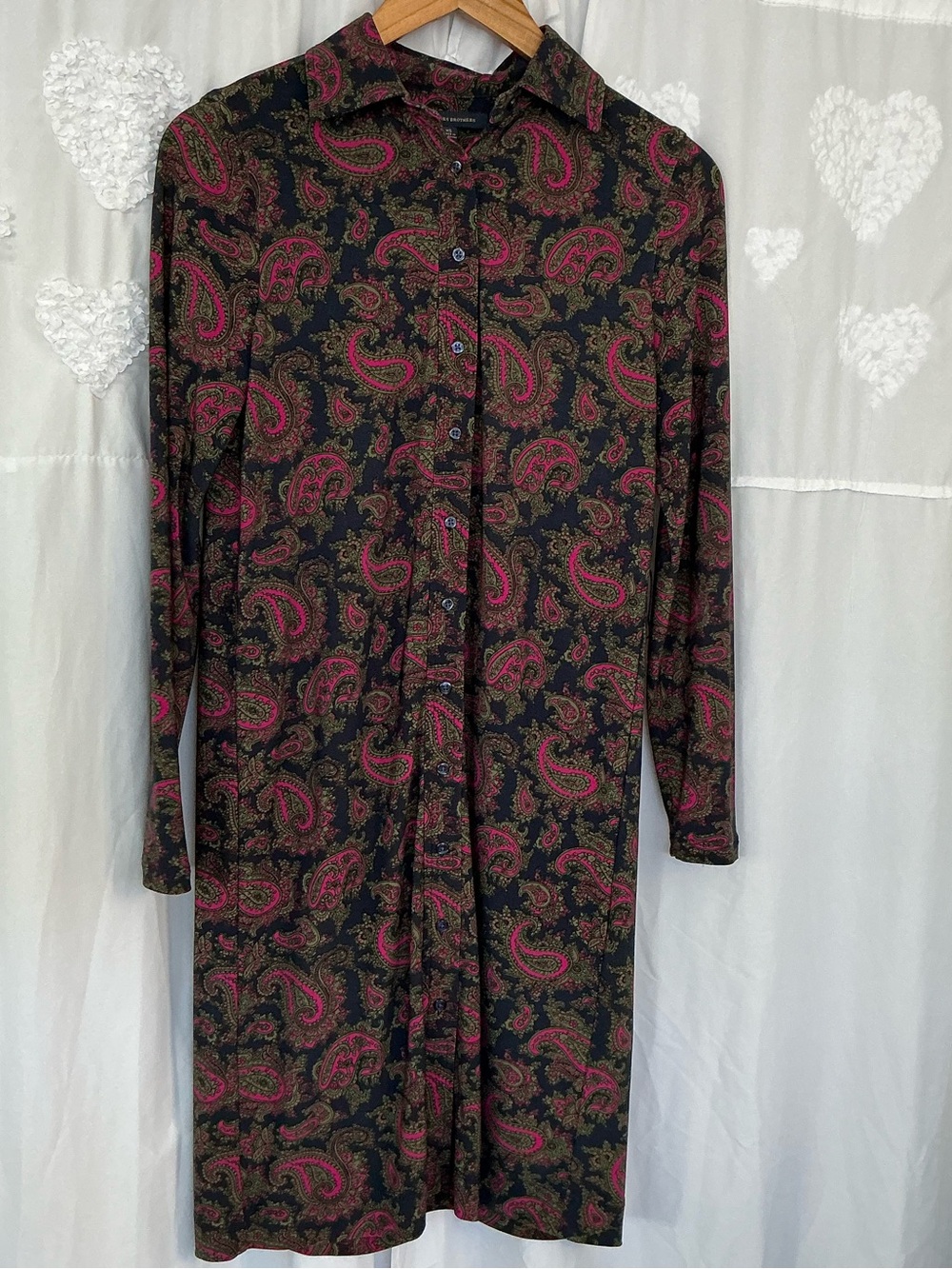 Brooks Brothers  Paisley Long Sleeve Button-Front Dress Silk Paisley Originally